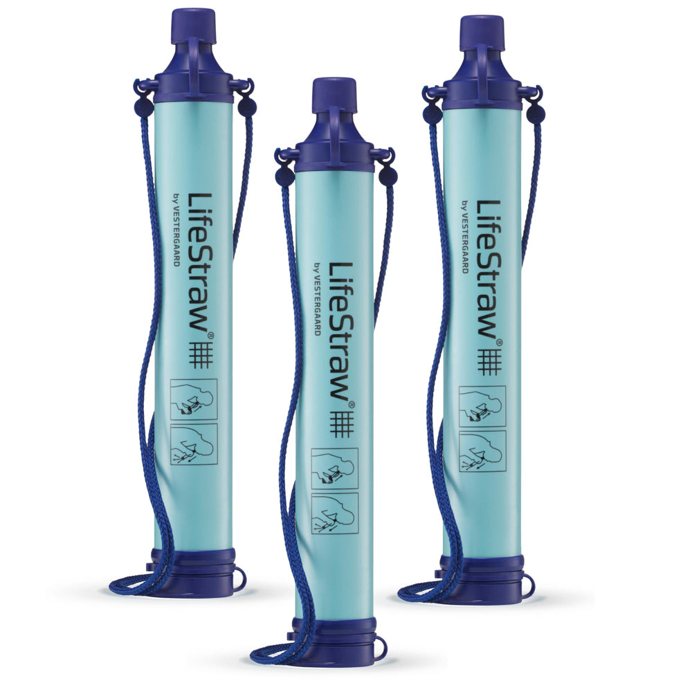 LifeStraw front view showing blue packaging and portability benefit