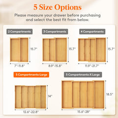 Lifewit bamboo grooved divider detail enabling easy utensil retrieval