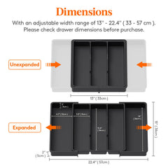 Lifewit tray fully expanded inside drawer for organized storage