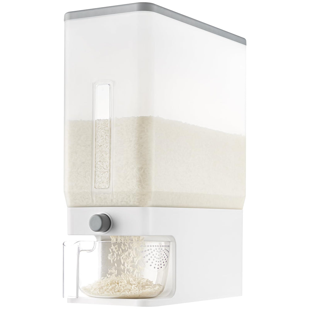 Lifewit rice container front view showing slim vertical storage and tidy design