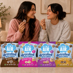 Like Air rice cakes stacked next to a ruler showing compact snack size