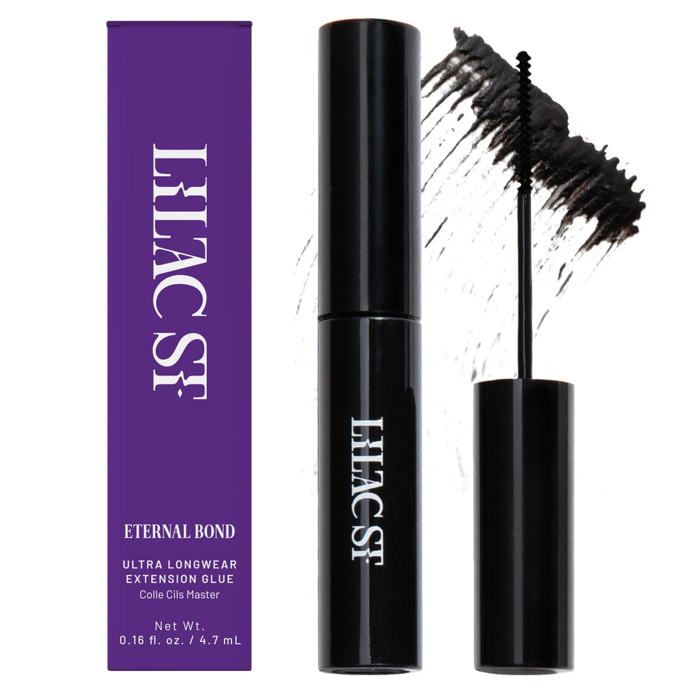 Lilac St product front packaging showing compact glue tube and cap benefit is travel-friendly