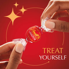 Individual Lindor wrapper detail demonstrating freshness and portability