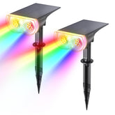 Linkind front view of two pack showing fixtures and stakes, highlights instant outdoor color