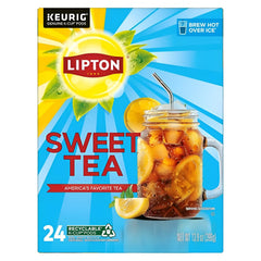 Lipton front packaging showing 24-count sweet tea pods and convenience