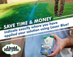 Liquid Harvest being added to a garden sprayer showing easy tank-mixing advantage