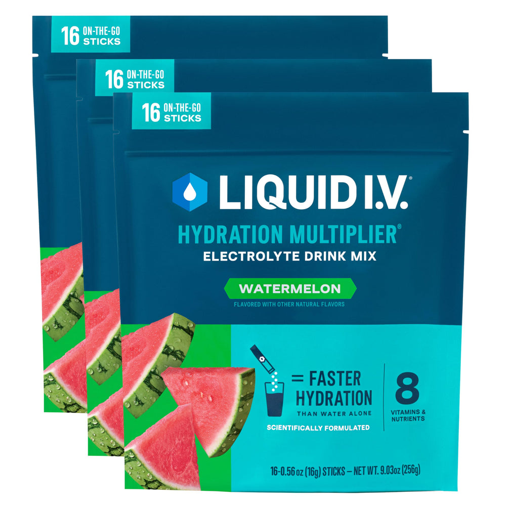 Liquid I.V. front packaging showing 48-count pack and portability benefit