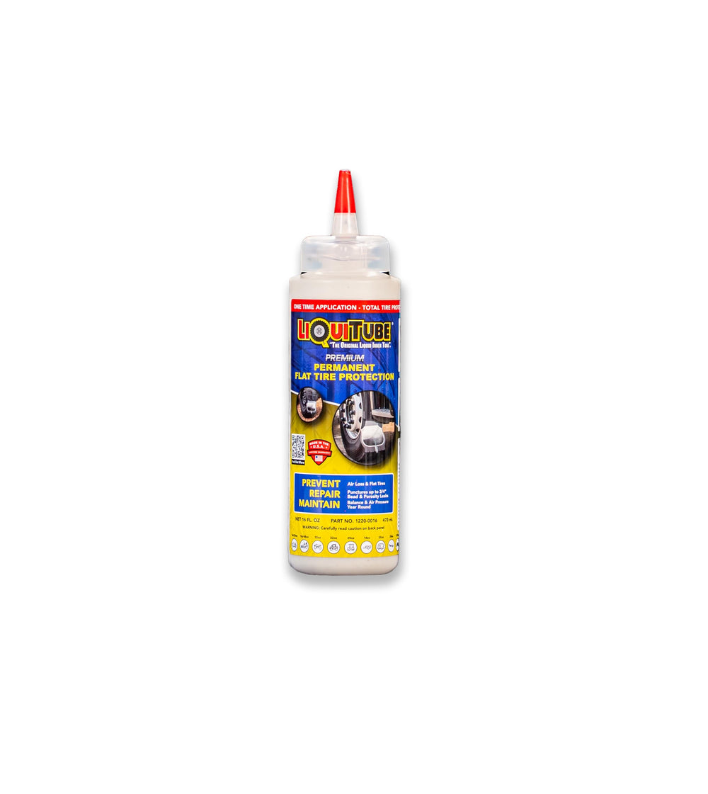 LiquiTube front label on 16 oz bottle showing compact protection