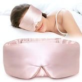 LitBear front view of silk sleep mask showing full-face coverage and darkness