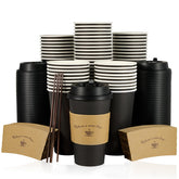 LITOPAK front view of 16 oz black cups showing complete set benefit