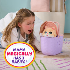 Little Live Pets Mama seated in the carry basket for easy travel and storage