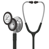 Littmann front view showing black tubing and stainless steel chestpiece for clear acoustics