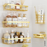 Liuoud gold shower caddy set front view showing organized storage benefit