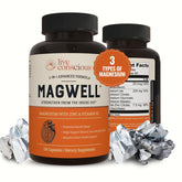 Live Conscious Magwell front bottle view showing supplement branding and capsule count benefit