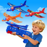 LJZJ front packaging showing three foam gliders and launcher, clear set view and contents