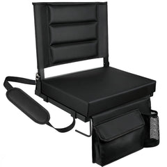 LLEVTIC front view of stadium seat showing padded back and cushion for comfort