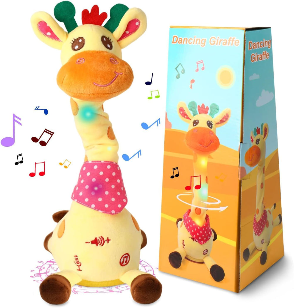 LLUKEME giraffe front view showing friendly face and soft plush, encourages cuddle play