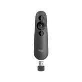 Logitech R500s front view showing buttons and ergonomic shape for comfortable control