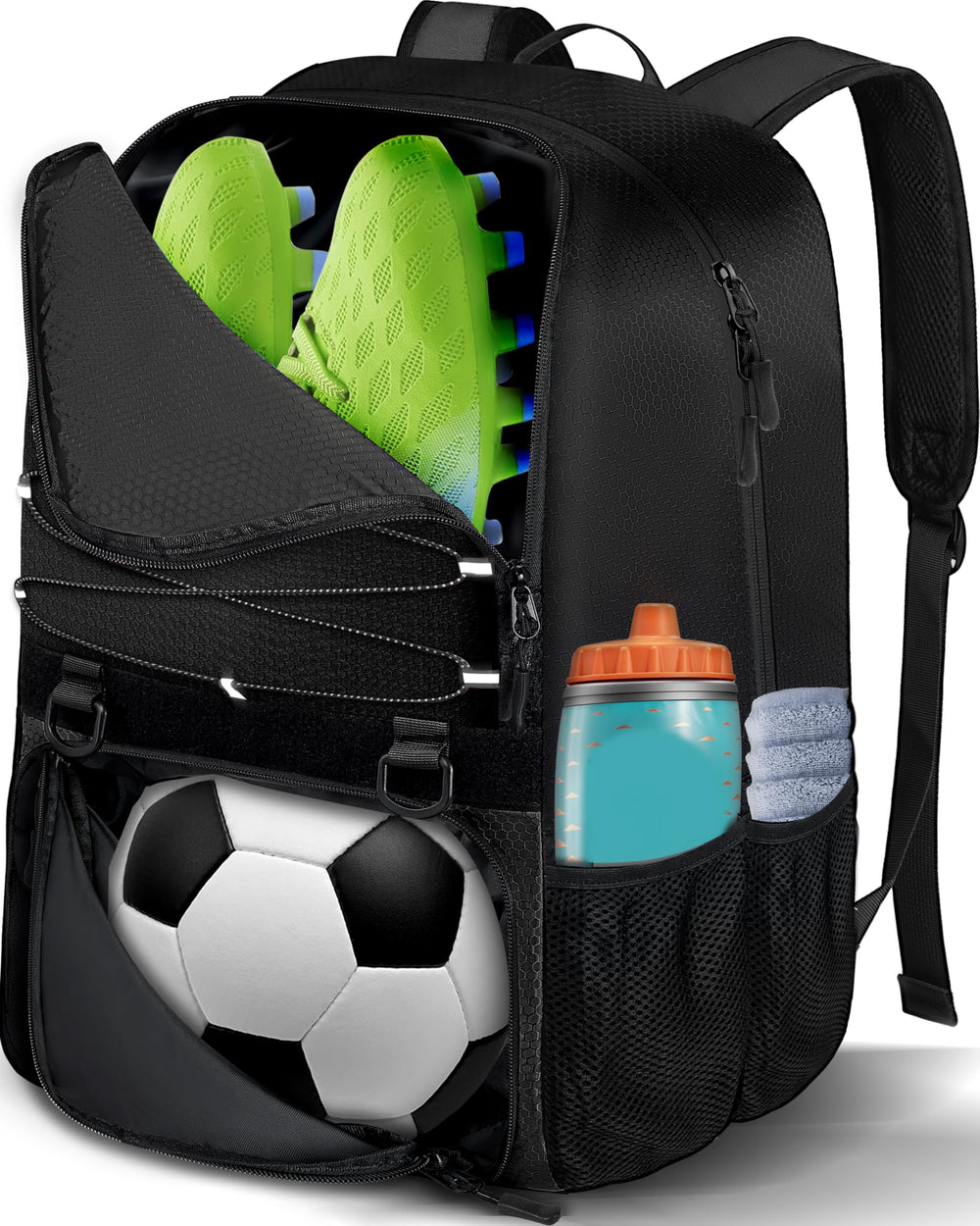 LOINTET front view showing full bag and quick-access pockets for organized storage