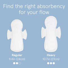 LOLA ultra-thin pad next to comparison item highlighting discreet profile