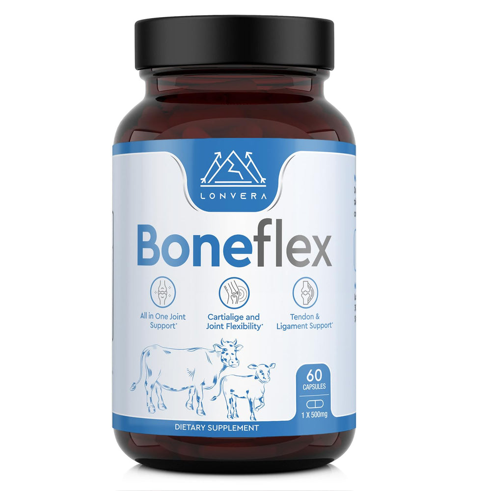 Lonvera Boneflex bottle front view showing label and capsules benefits