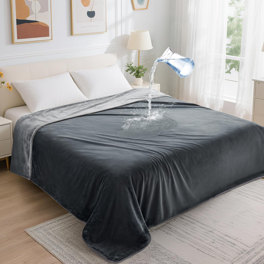 LOOBANI blanket on twin bed showing full coverage and surface protection
