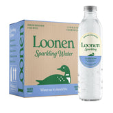 Loonen glass bottle front view showing clean design and recyclable benefit