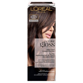 L'Oreal Paris front packaging showing Cool Brunette gloss and quick benefits