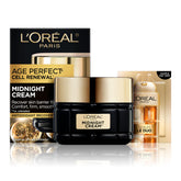L'Oreal Paris midnight cream jar front view showing product benefits