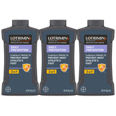 Lotrimin brand front packaging showing three 3 oz bottles and prevention benefit