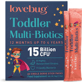 LOVEBUG front packaging showing 60 packets and toddler benefit