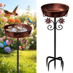LOVEBUY front view brush bronze bird bath showing whole unit and finish