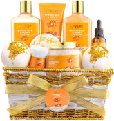 LOVERY front view of wrapped gift basket showing all included spa items and presentation benefit
