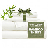 Love's cabin folded queen sheet set neatly stacked, shows luxury and ease