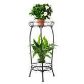 LOYAL TIGER front view of two-tier plant stand showing stable pedestal and compact footprint for space savings