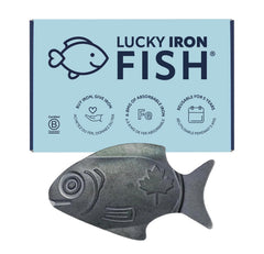 Lucky Iron Fish front view showing product and brand benefit of gentle iron release