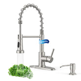 LUFEIDRA faucet front view showing brushed nickel finish and durable look