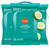 Lume front packaging of Cool Cucumber wipes showing compact travel pack and freshness