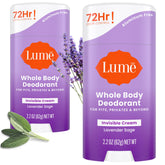 Lume Lavender Sage front packaging showing two cream sticks and size benefit