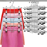 Lumigens front view of 6-tier hangers showing space-saving benefit