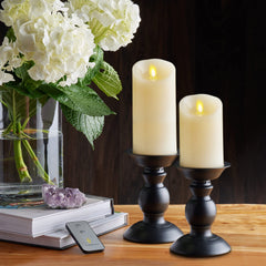 Luminara close-up of pillar top texture highlighting real wax detail and authenticity