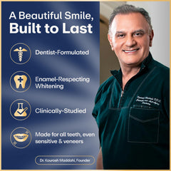Lumineux strip applied to teeth demonstrates easy, mess-free use