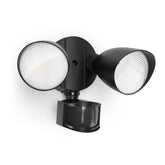 LUTEC front view of black LED security light showing bright output and durable design