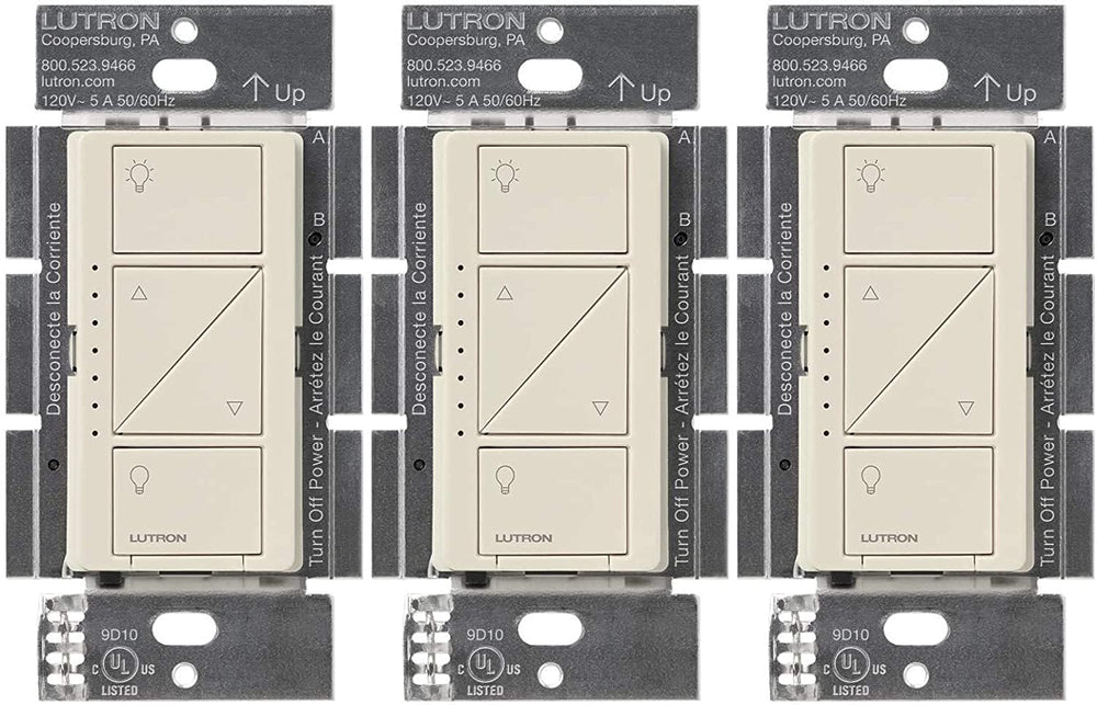 Lutron Caseta front panel showing sleek switch and clear controls benefit quick identification