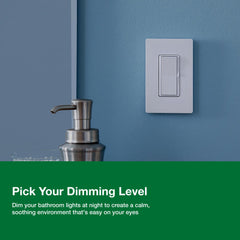 Lutron Diva paddle close-up showing tactile on/off paddle benefit