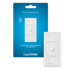 Lutron Pico front view showing three buttons and easy control benefit