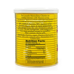 luxardo open can with whole cherries visible and syrup for immediate use