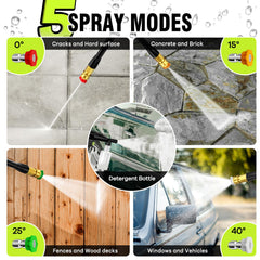 LWQ pressure washer foam cannon closeup showing suds application for deeper cleaning