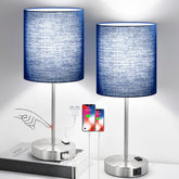 Lynnoland front view of both lamps showing matching shades and base, ideal for coordinated decor