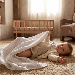 LYRICHOM BABY flat lay blanket measuring 38 by 40 inches for swaddling